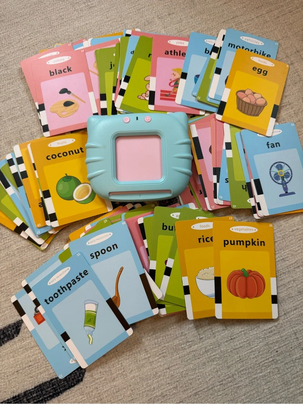 Montessori Talking Flash Cards Toddler Educational Learning Toy - Blue Cat